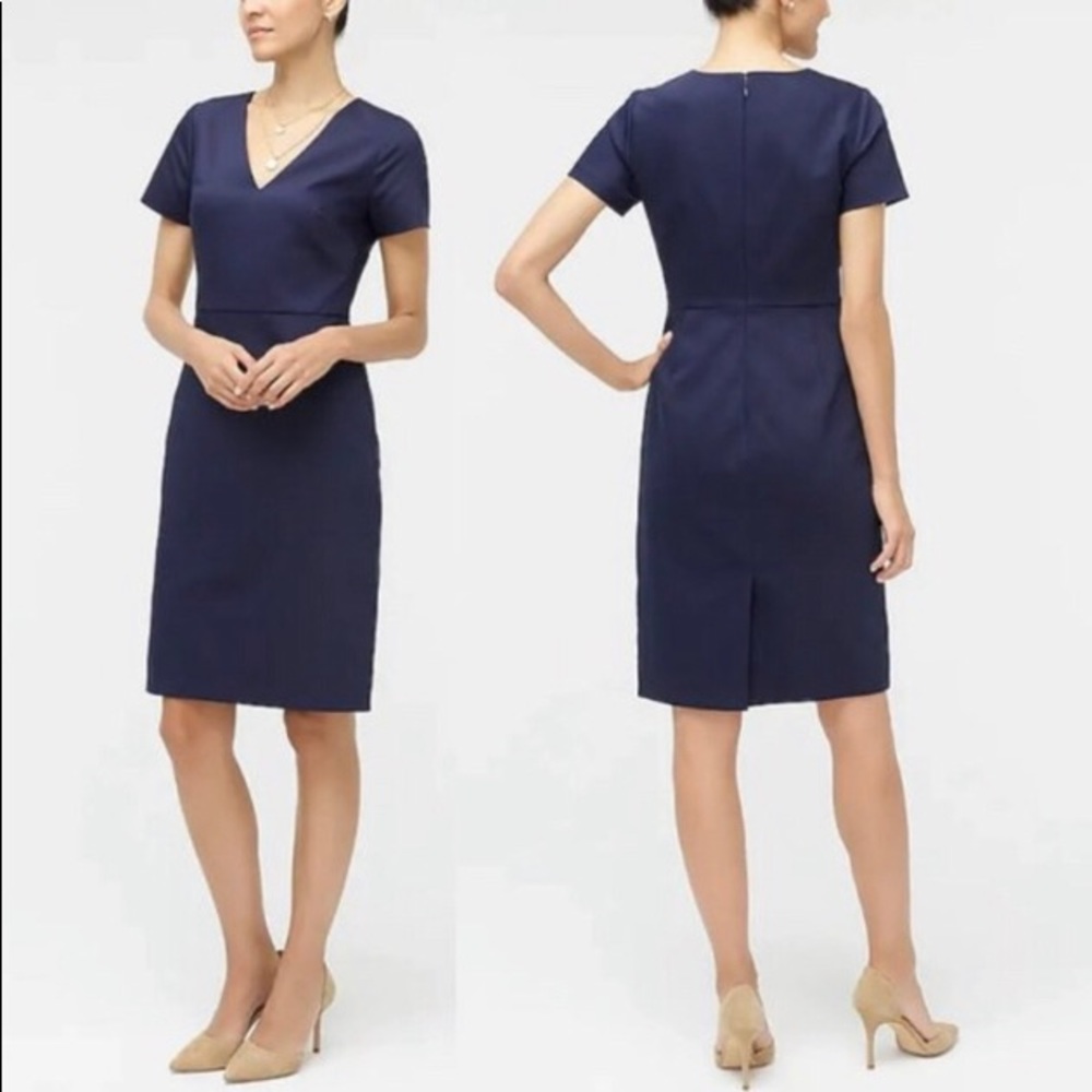 J Crew navy V-neck short sleeve dress